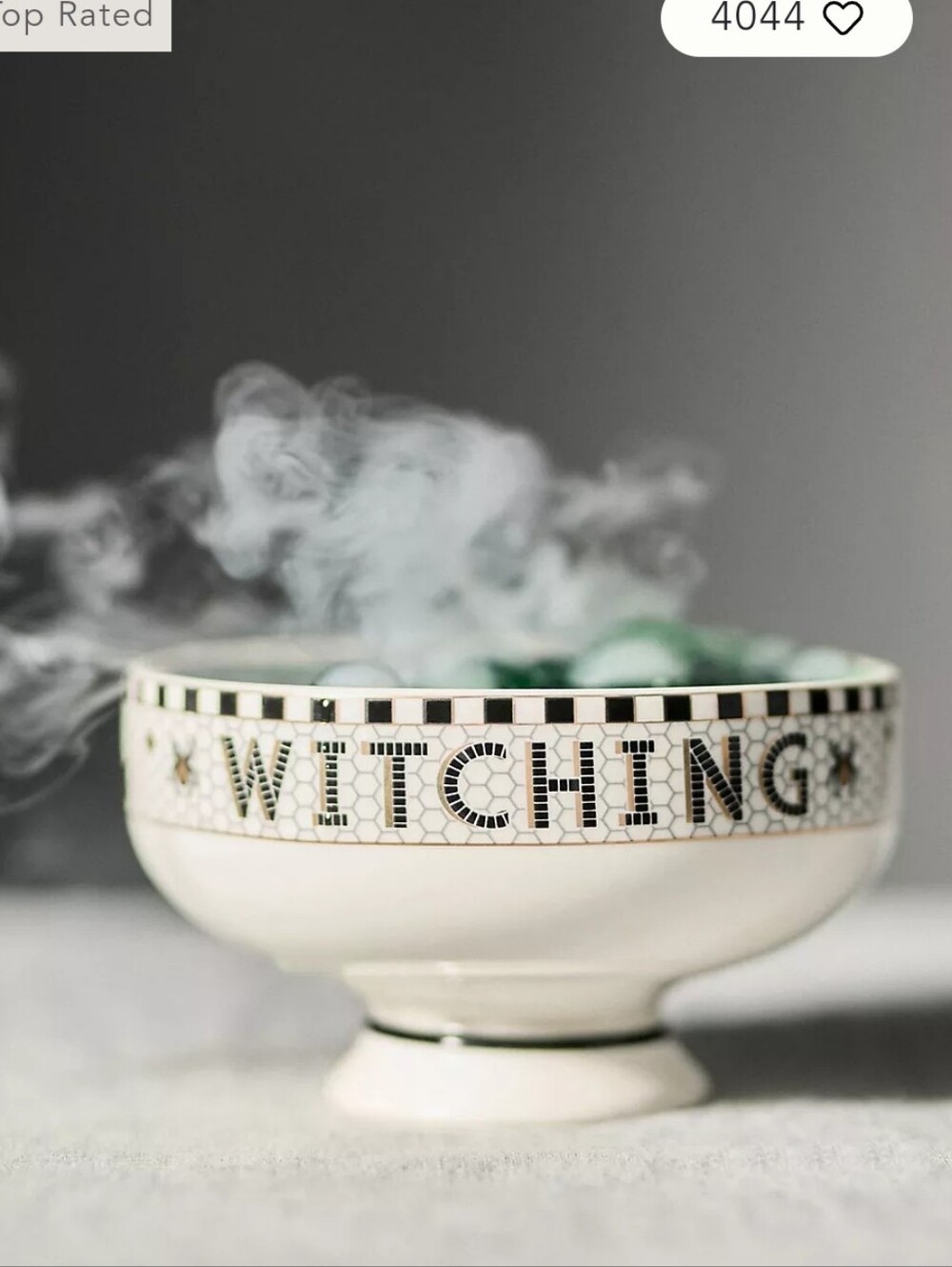Anthropologie Bistro Tile Stoneware 24k Gold Accent Halloween Nut Bowl